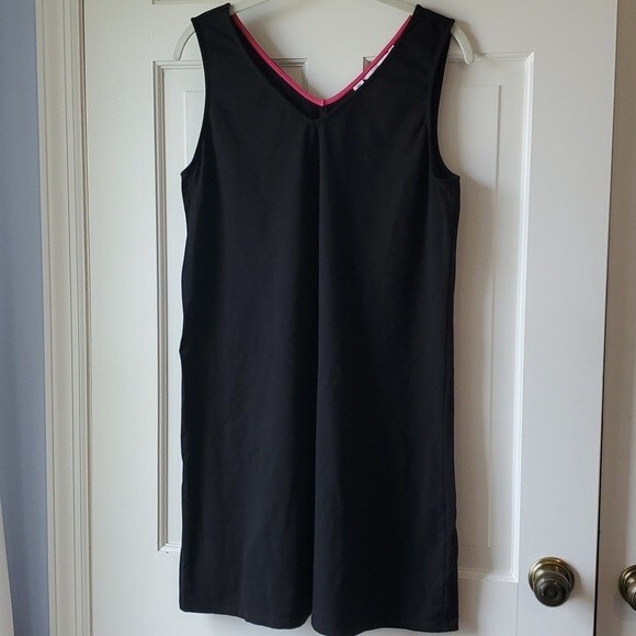 ISAAC MIZRAHI LIVE BLACK DRESS COVERUP KNIT COTTON A-LINE V-NECK SLEEVELESS MP - Picture 1 of 5